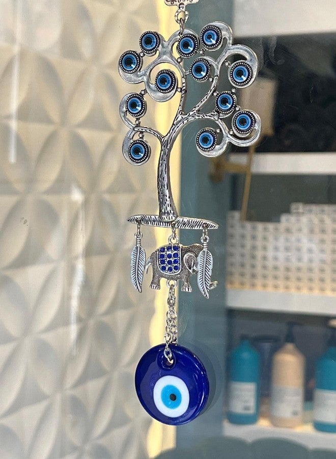 BLUE BEADS خرز أزرق معدني لتزيين المنزل، زينة عين الحسد، زينة معلقة على الباب أو الشجرة، زينة معلقة على الباب أو السيارة، تميمة للسيارة والمنزل والمكتب للحماية والبركة، أزرق - Image 5